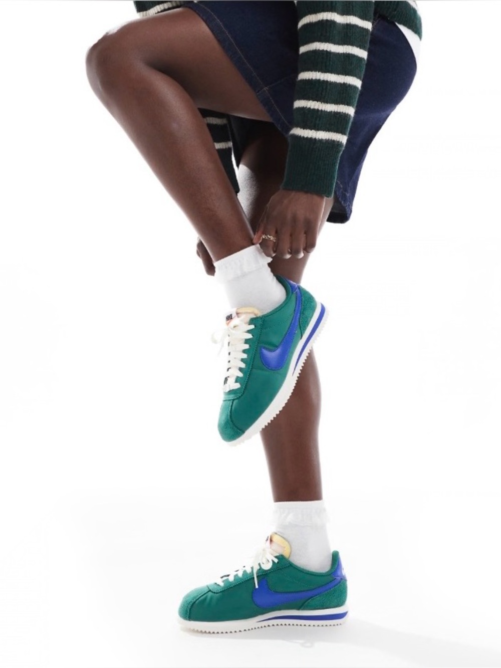 NIKE, Women's Cortez Evergreen Aura Hyper Royal Athletic Shoes, Size 7 NWB